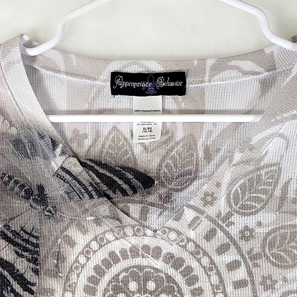 Vintage Appropriate Behavior Butterfly V-Neck Long Sleeve Pullover Top Size XL - Picture 6 of 7